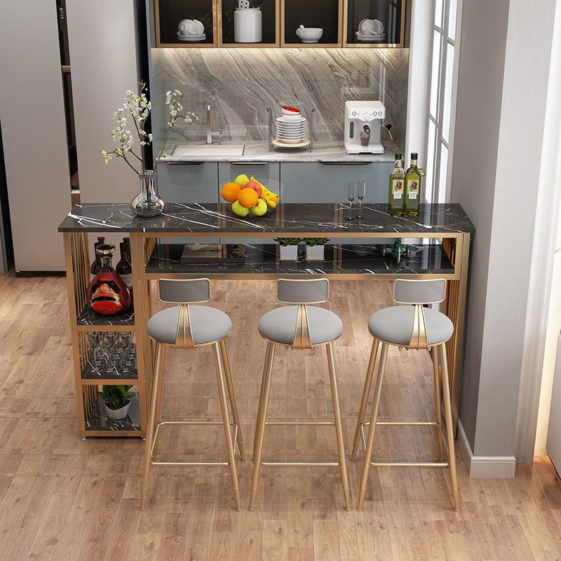 Contemporary Bistro Bar Desk Storage Indoor Double Pedestal Bistro Bar Table