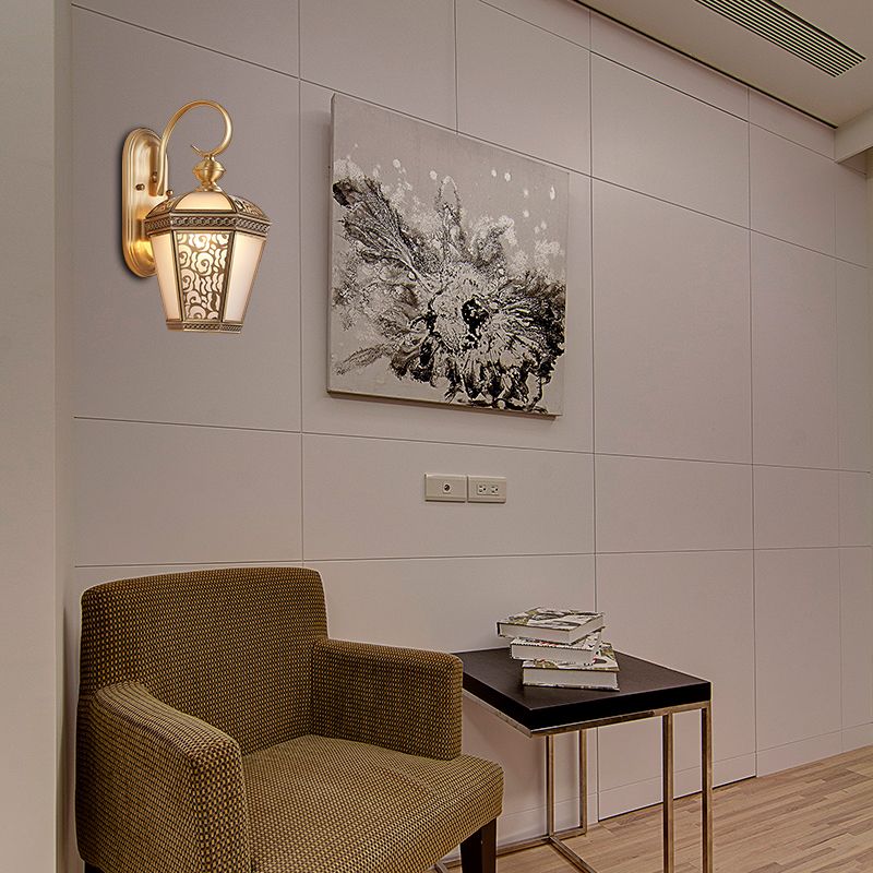 Metal Brass Wall Sconce Lighting Birdcage 1-Light Traditional Wall Light Fixture for Foyer, 6"/7.5" Wide