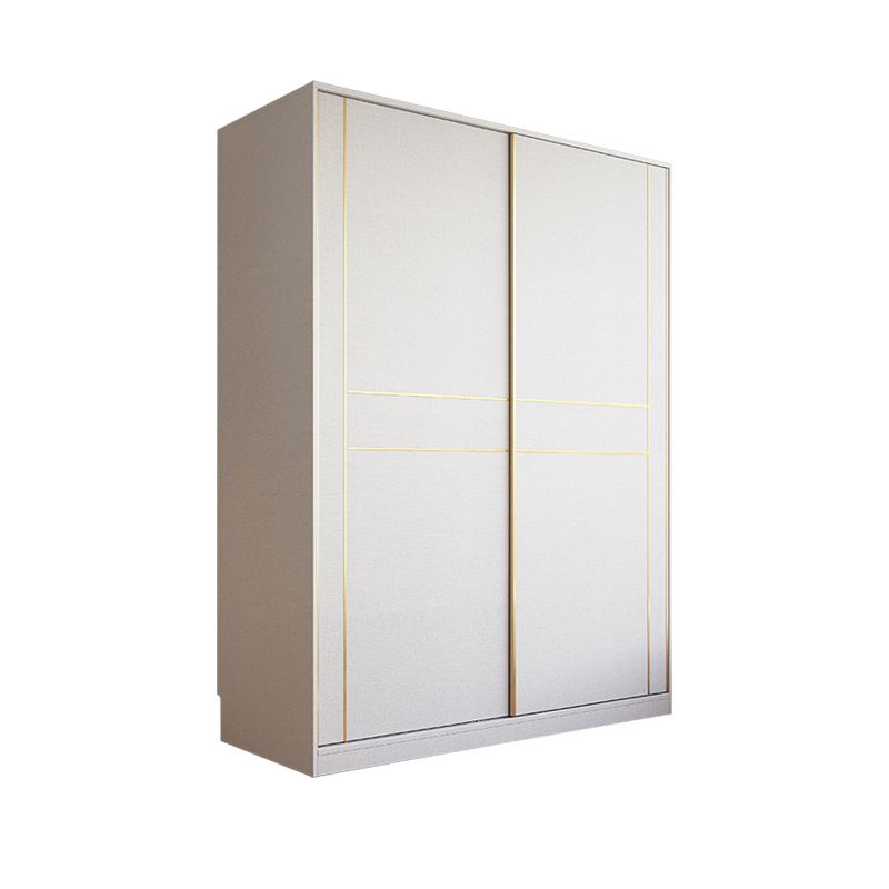 White Modern Style Wardrobe Cabinet Engineered Wood Wardrobe with Clothing Rod