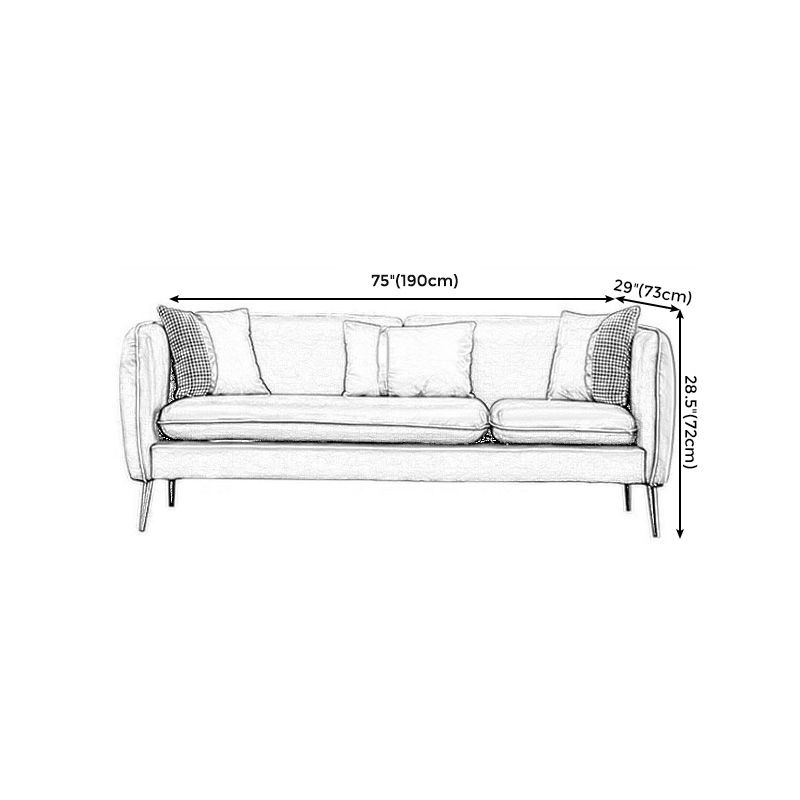 Contemporary Faux Leather Square Arm Sofa with Tight Back for Apartment