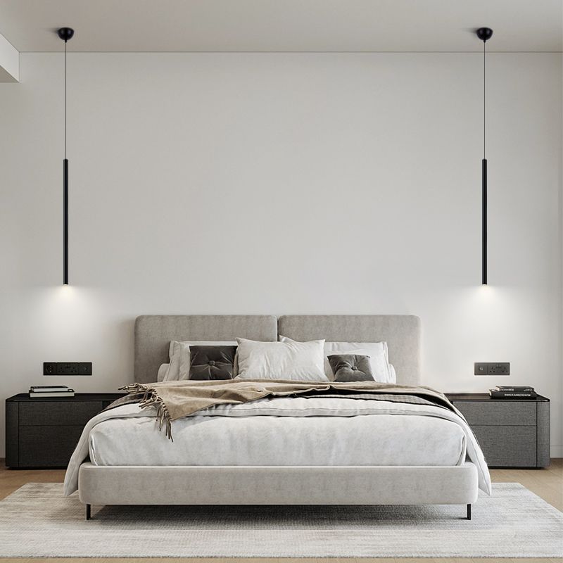 Forme cylindrique Metal Lumières suspendues modernes Lumières suspendues en noir