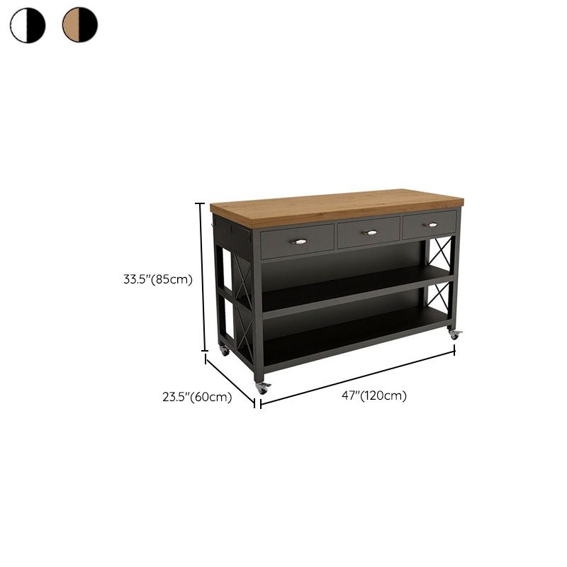 Modern Dining Room Kitchen Island Table Rectangle Prep Table with Drawer