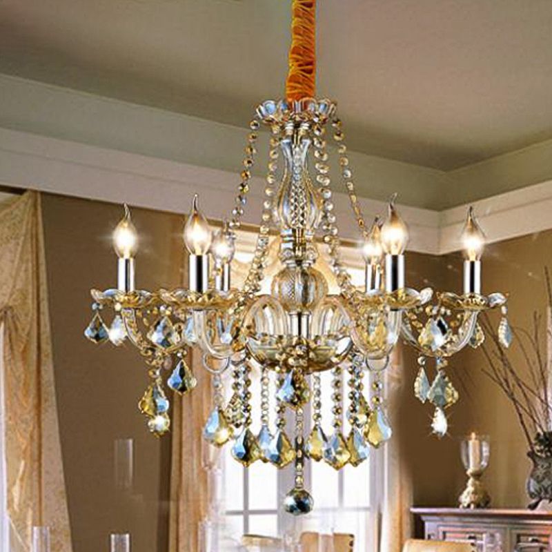 Lumières de lustre unique traditionnelles Crystal suspendues suspendues en or