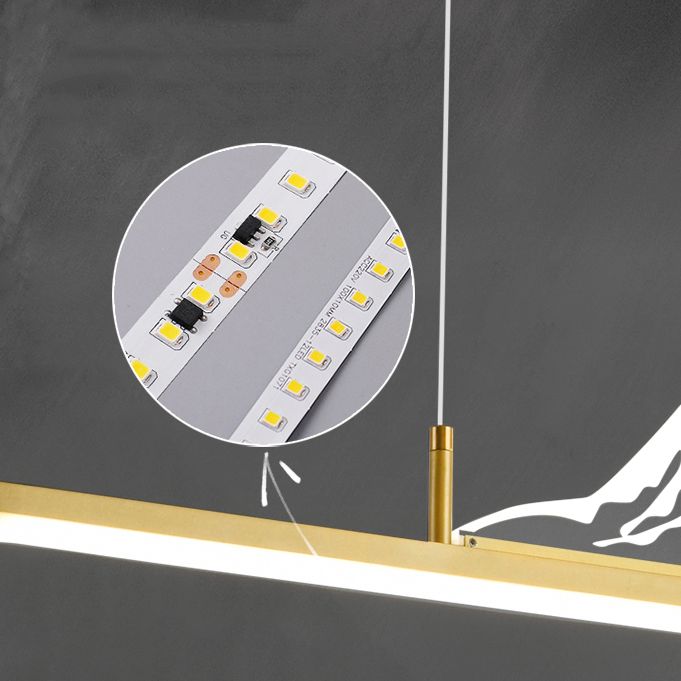 Chinese Modern Aluminum Chandelier Lamp Linear LED Island Pendant for Tea Room