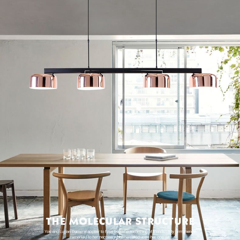 4-Light Diner Island Lamp Nordic LED Hanging Light Fixture with Drum Acrylic Shade