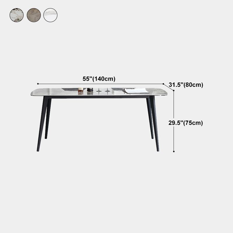 Sintered Stone Top Dining Table Rectangle Table with Metal 4 Legs for Restaurant