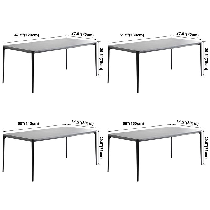 Metal Modern Rectangle Table Sintered Stone Table for Dining Room and Kitchen