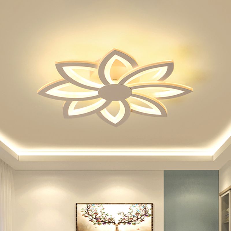 Acrylic Flower Flush Mount Light Minimalist LED White Close to Ceiling Lamp for Bedroom