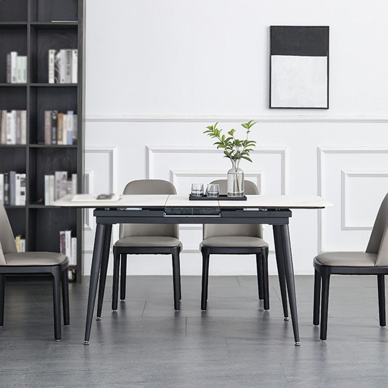 4-foot Stone Dinette Table Industrial Style Rectangle Dining Table with Drop Leaf