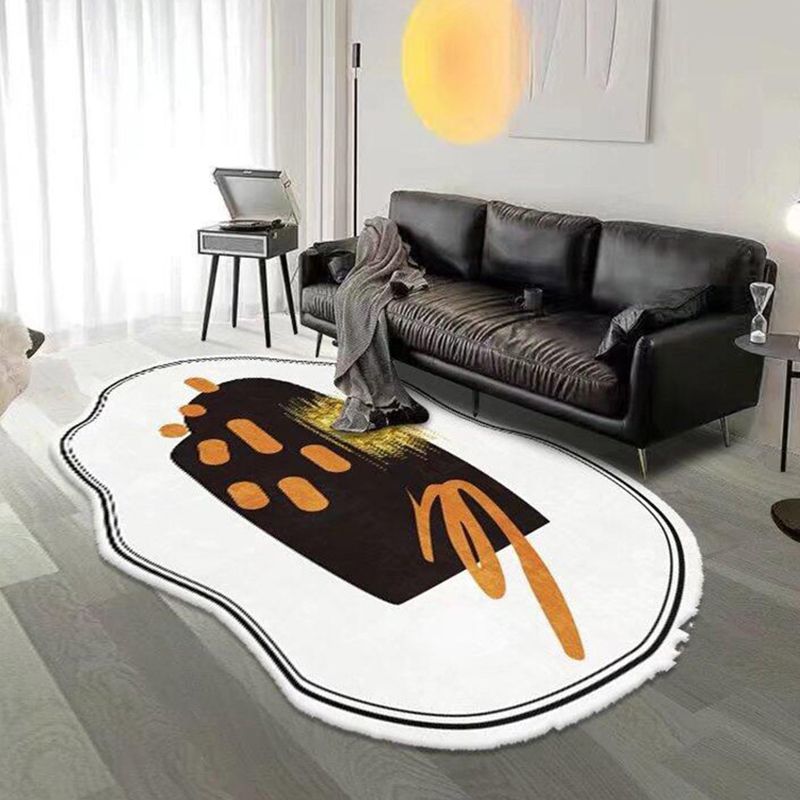 White Casual Rug Polyester Color Piece Rug Washable Rug for Living Room