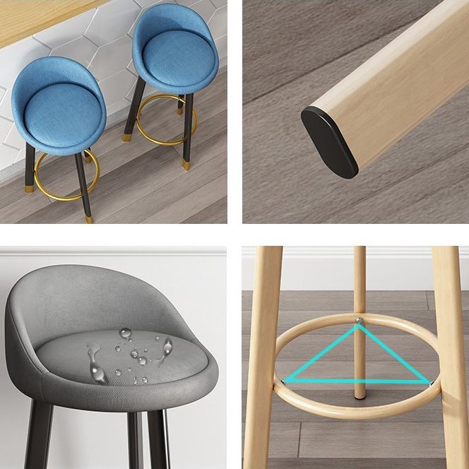 Low Back Footrest Upholstered Home Stool Glam 27-inch Matte Finish Barstool