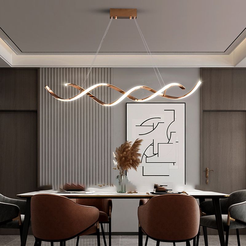 Modern Linear Chandelier Island Lights Metal Chandelier with Silicone Shade