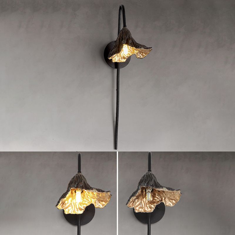 Modern Wall Sconce Flower Shape Wall Light with Metal Shade for Bedroom