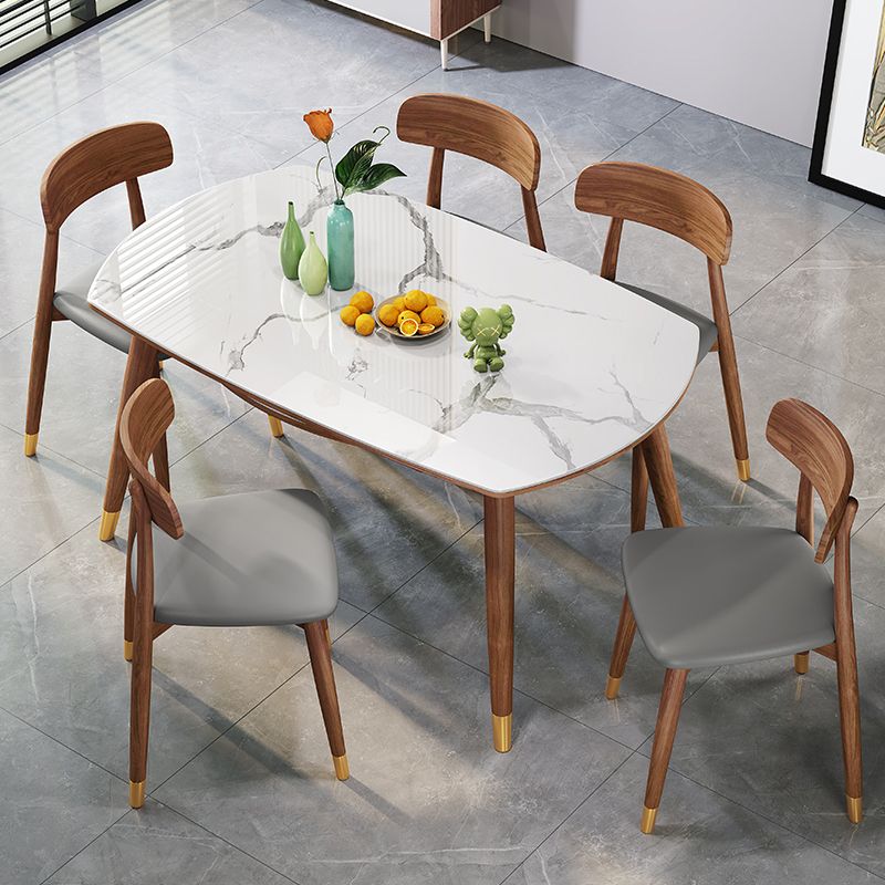 Traditional Luxury Dining Table Round Sintered Stone Dining Table with Wooden Base