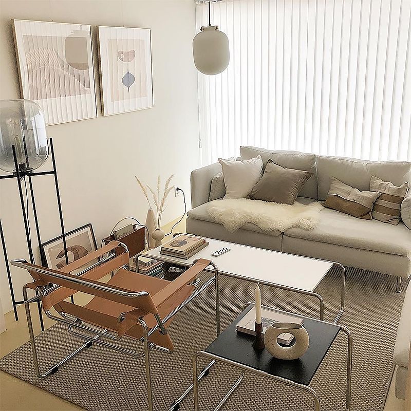 Modern Sled Wooden Coffee Table Rectangular Top Shape Cocktail Table