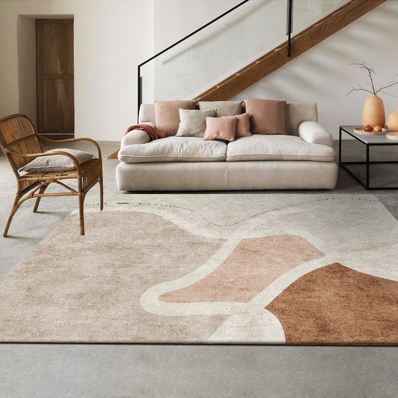 Color Mixed Modern Indoor Rug Polyester Color Block Carpet Non-Slip Backing Rug for Home Decoration