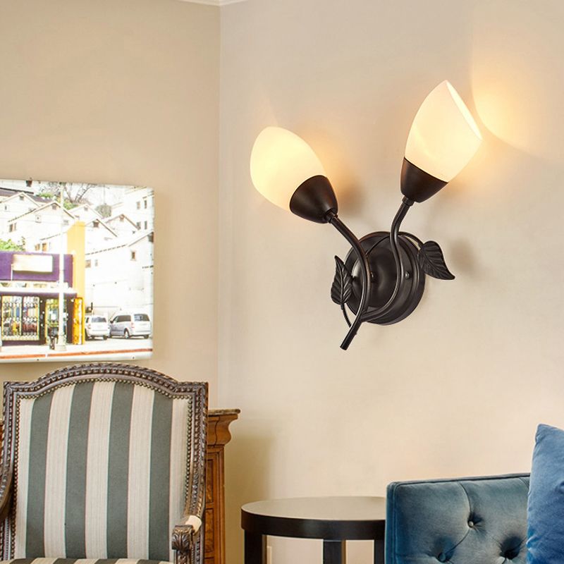 Modernist Wall Sconce Flower Wall Light Fixture with Glass and Metal for Bedroom