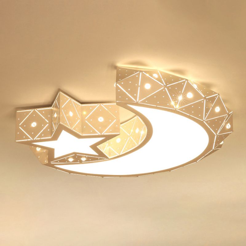 Moon And Star Flush Mount Ceiling Light 1 Light Acrylic Modern Flush Mount Ceiling Light for Bedroom
