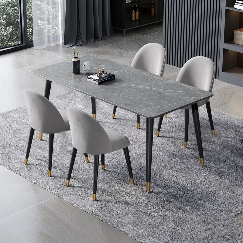 Contemporary Sintered Stone Top Dining Room Set with Rectangle Shape Dining Set for Kitchen