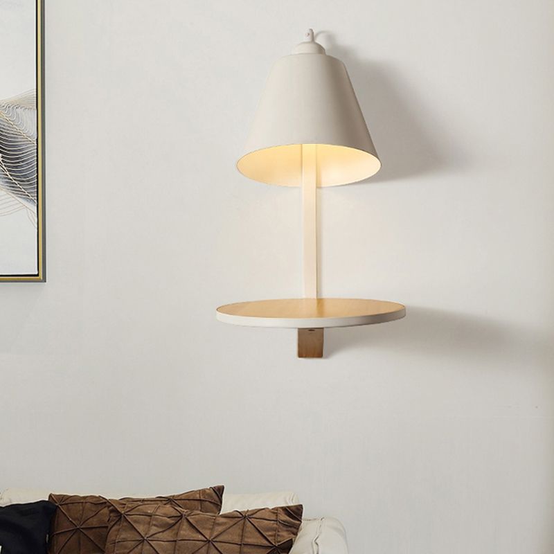 Lampada con pale sconde a parete con diica bianca/grigia Lampada a parete in metallo a 1 luce con sostenitore del legno