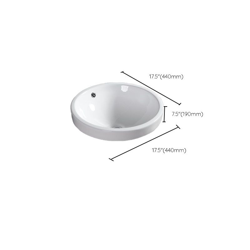 Contemporary Bathroom Sink with Overflow Porcelain Round Vessel Bathroom Sink Only