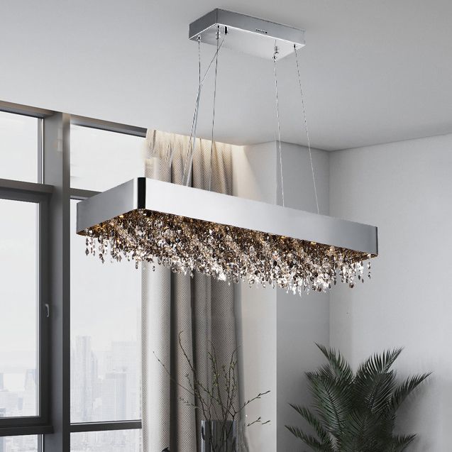 Ideas de iluminación de isla rectángulo de estilo contemporáneo Crystal Island Lights