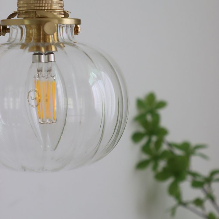 Bedroom Sconce Light Fixture Modern Style Clear Wall Light Fixture with Pumpkin Glass Shade