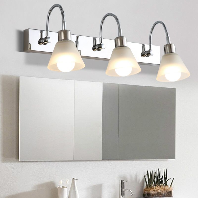 Modern Style Simplicity Mirror Light White Glass Flower Shade Wall Lamp for Bathroom