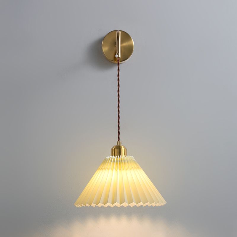 Nordic Style Wall Light Cone Shape Wall Lamp with Fabric Shade for Bedroom