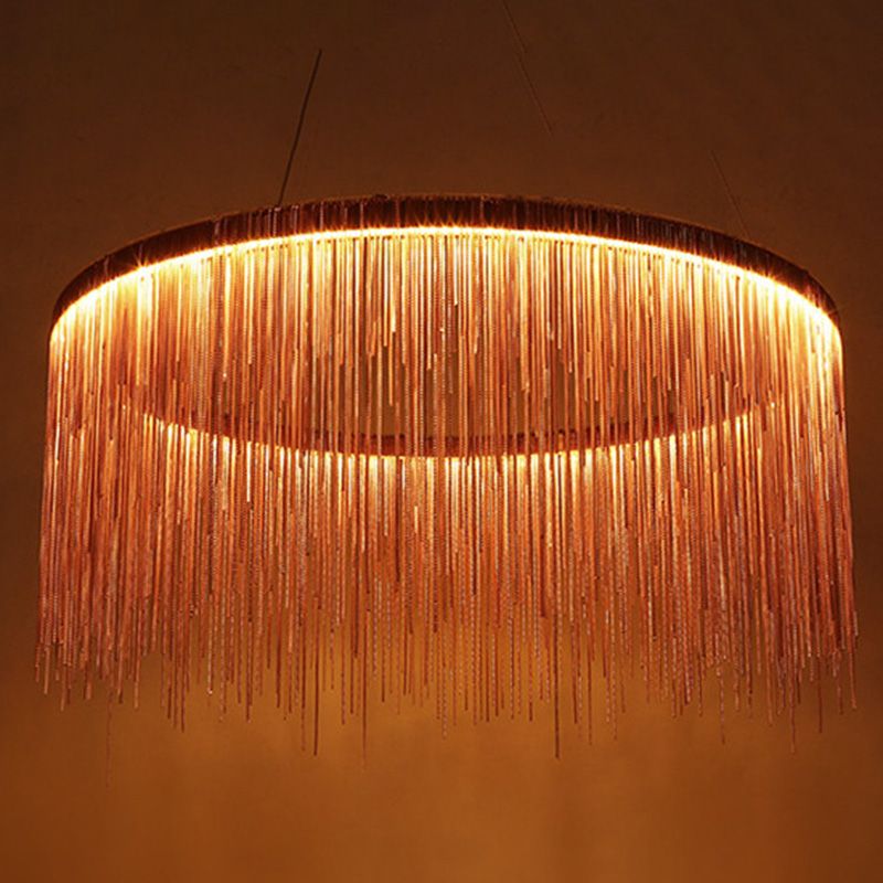 Sombra de cadena de metal Costeo de lámpara contemporánea Luz para sala de estar de comedor