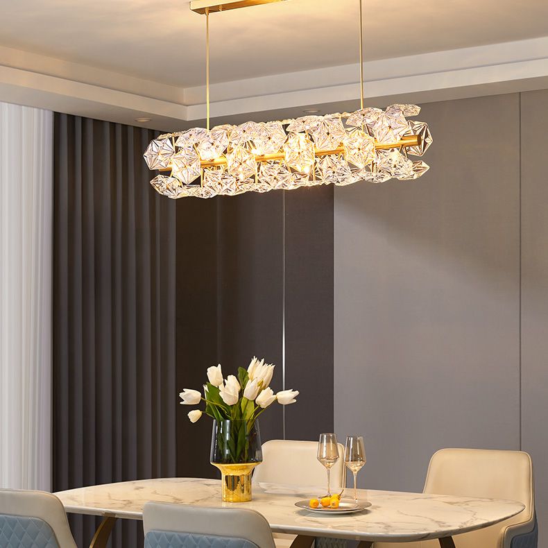 Pendants contemporains Crystal de flocon de neige 18 lumières de l'île légère en or