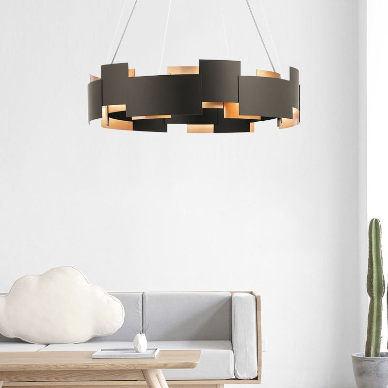 Splicing Metal Pendant Chandelier Postmodern Black and Gold Inner Suspension Light