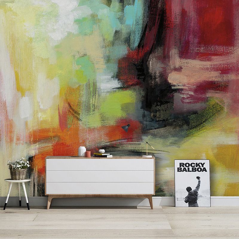 Vintage Wall Murals with Multi-Colored Graffiti of Wash Painting Style for Gallery and Commercial Occasions, Non-Woven Fabric