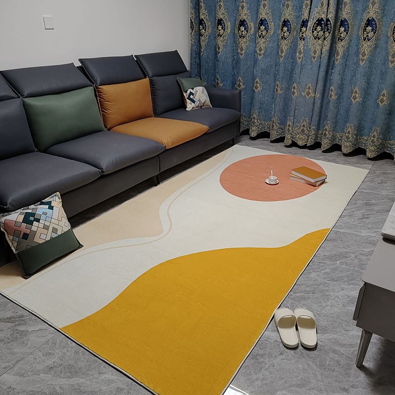 Simple Carpet Nordic Orange Tone Carpet Polyester Stain Resistant Carpet for Home Decor