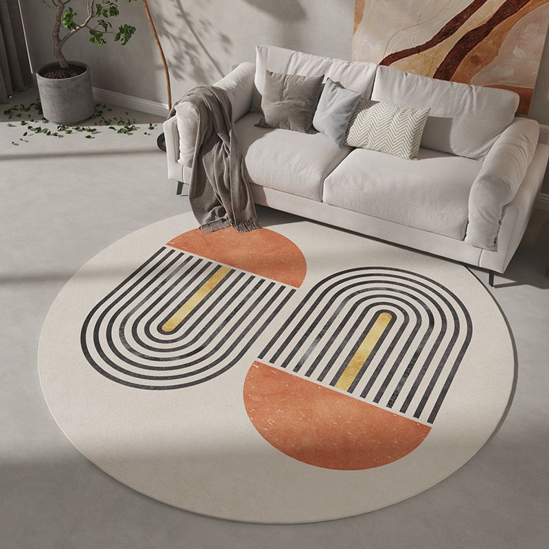 Blackish Green Pattern Rug Polyester Modern Rug Stain Resistant Rug for Living Room