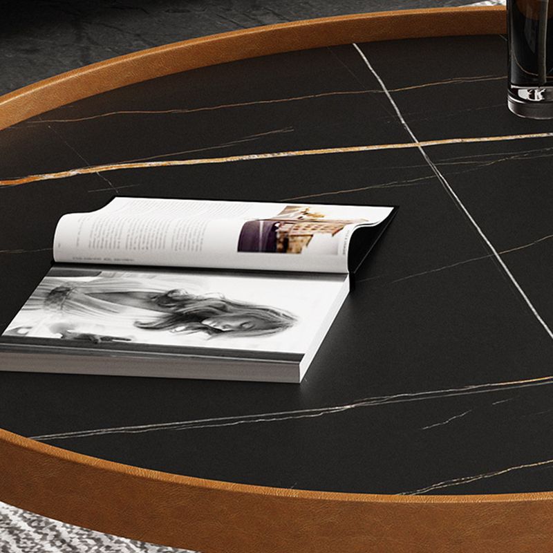 Modern Tray Top 3 Legs Coffee Table Slate and Steel Round Table