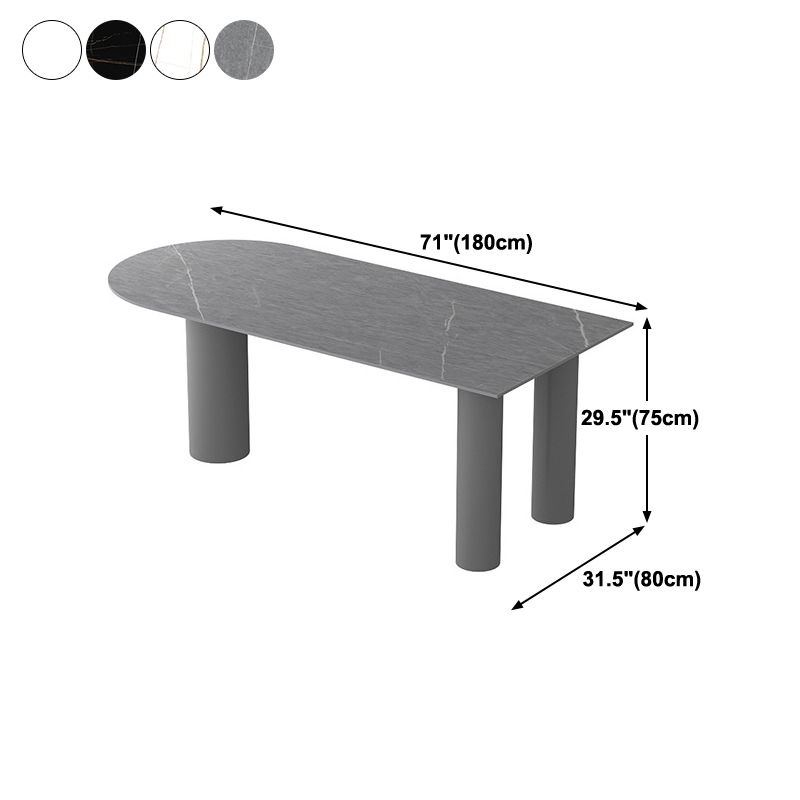 Free Form Dining Table Modern Sintered Stone Top Iron Base Table