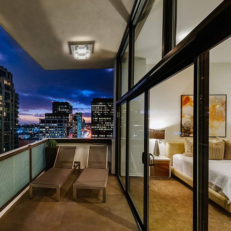 Crystal Square Flush Mount Lights Contemporary Style 1 Light Flush Ceiling Lights