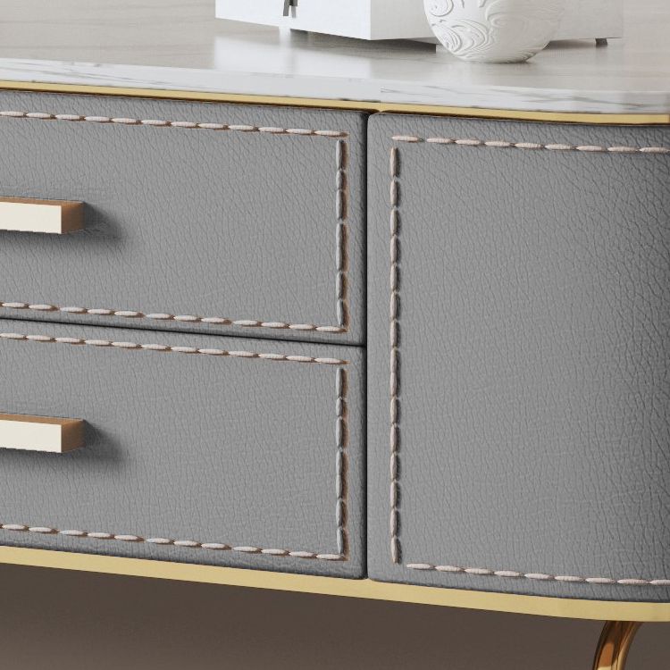 Mirror & 2 Drawers Light Grey Makeup Vanity Dressing Table Stool Set