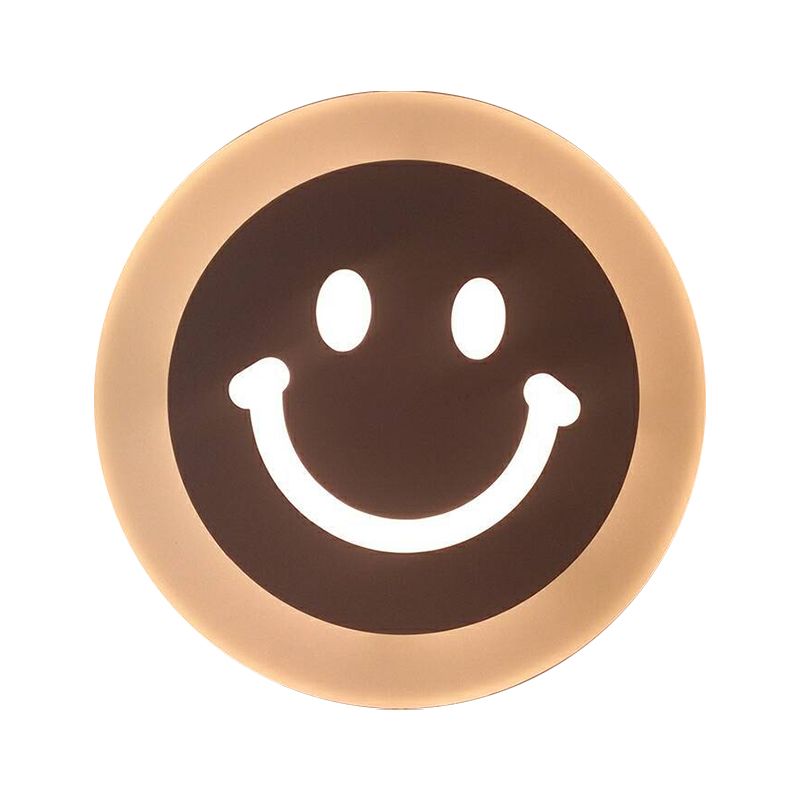 Cartoon Apple/Leaf/Cat Small Wall Light Acrylic Children Bedroom LED Flush Mount Wall Sconce in White