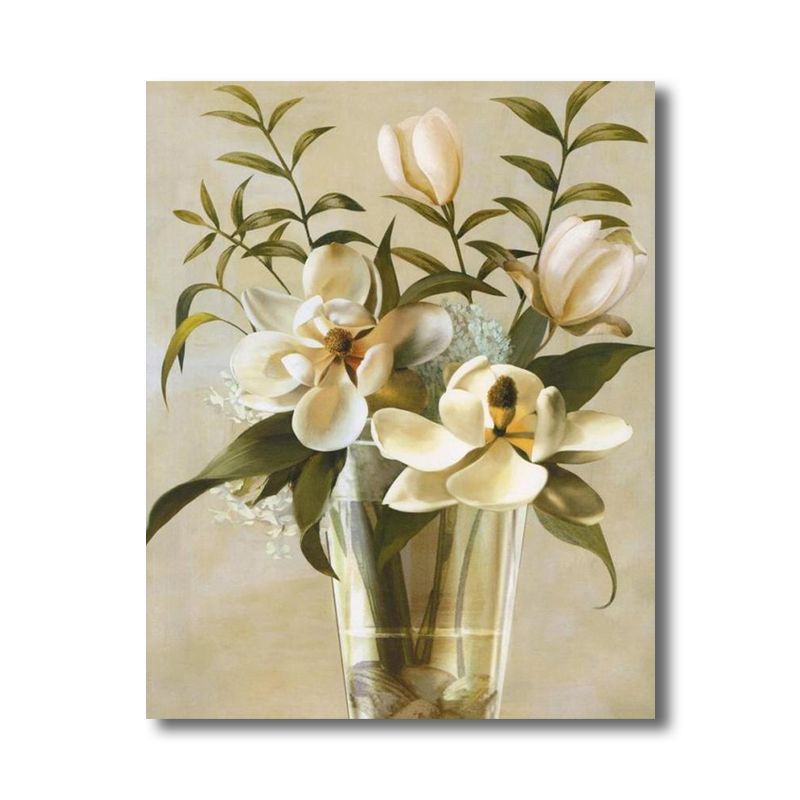 Flower Print Wall Decor Contemporary Textured Bedroom Wrapped Canvas, Multiple Sizes