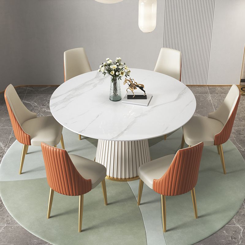 1/3/4/7 Pcs Metal Modern Dining Room Set with Round Table and Metal Base Dining Set