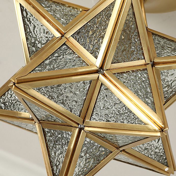 Star Shape Glass Ceiling Light Vintage Aisle Semi Mount Ceiling Lighting