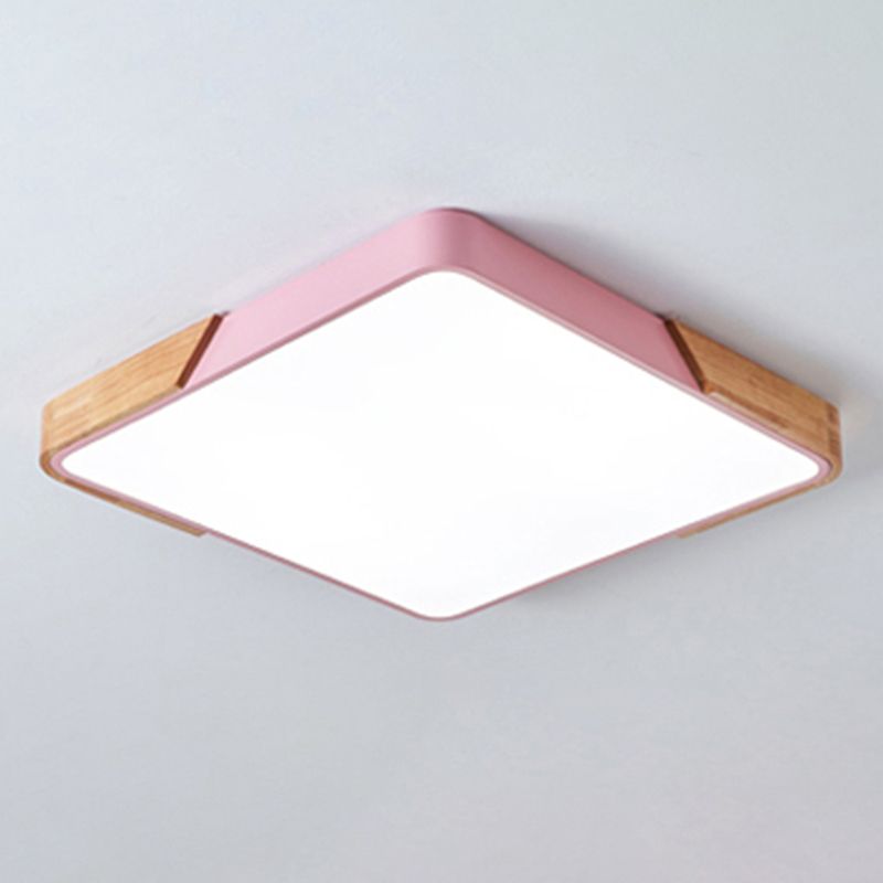 Geometry Shape LED Ceiling Lamp Macaroon Modern Simple Style Iron 1 Light Flush Mount for Study