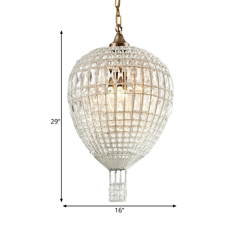 Simple Beaded Pendant Chandelier 3 Lights Metal Hanging Light Fixture in Silver for Bedroom