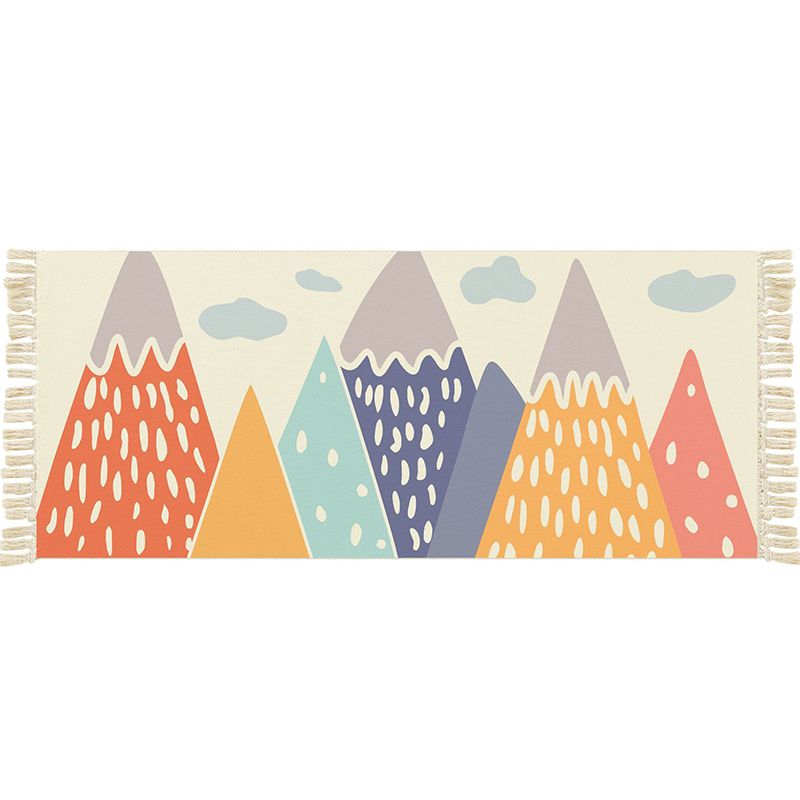 Multi Color Funky Rug Cotton Geometric Shapes Rug Pet Friendly Machine Washable Carpet for Bedroom