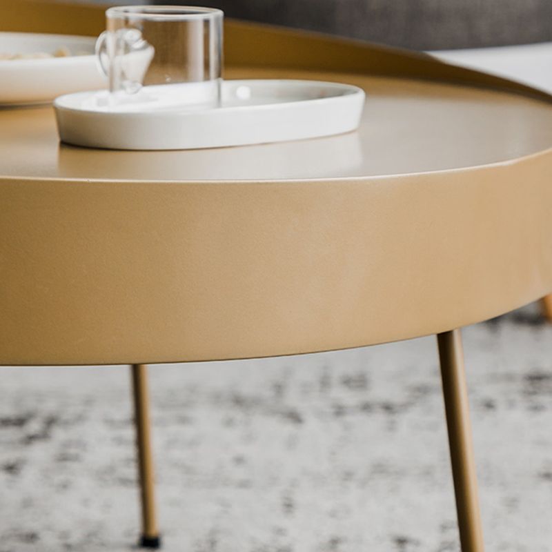 Metal Round Coffee Table Mid-Century Modern 4 Legs Cocktail Table