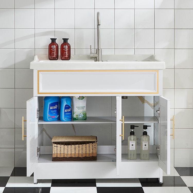 Bathroom Sink Vanity Ceramic Sink Drawers Storage Shelf Vanity with Faucet