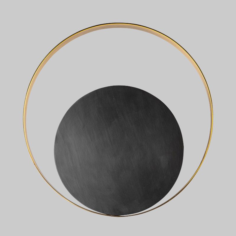 Black and Gold Single Wall Lamp in Modern Simplicity Copper Circular Wall Light for Interior Spaces