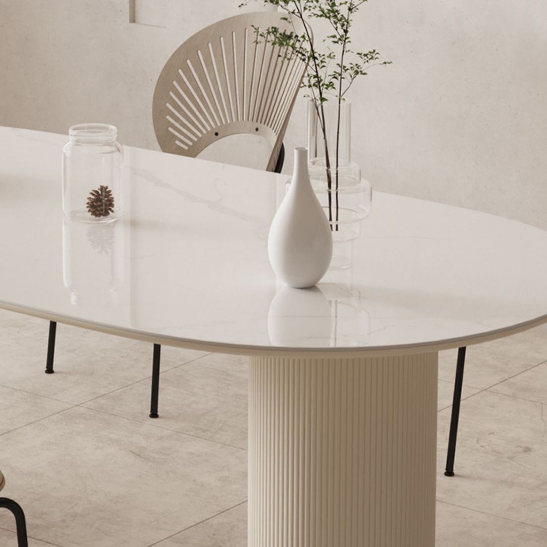 Slate and Metal Table Glam Style Simple Home Oval Dining Table